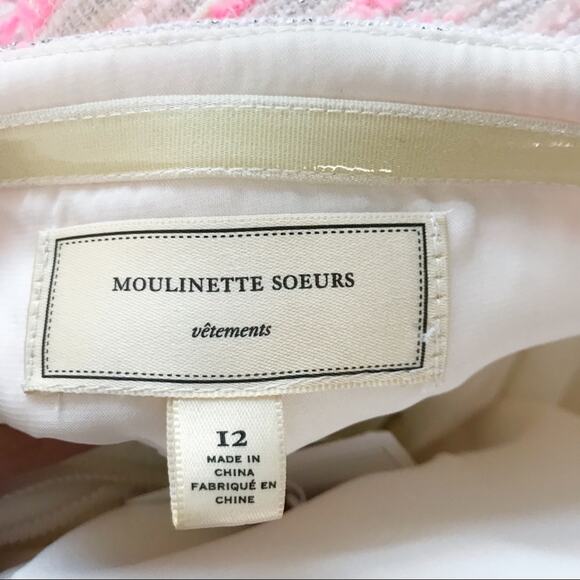 New Anthropologie Moulinette Soeurs Size 12 Pink Pasteque Tweed Dress Pockets - Picture 6 of 8